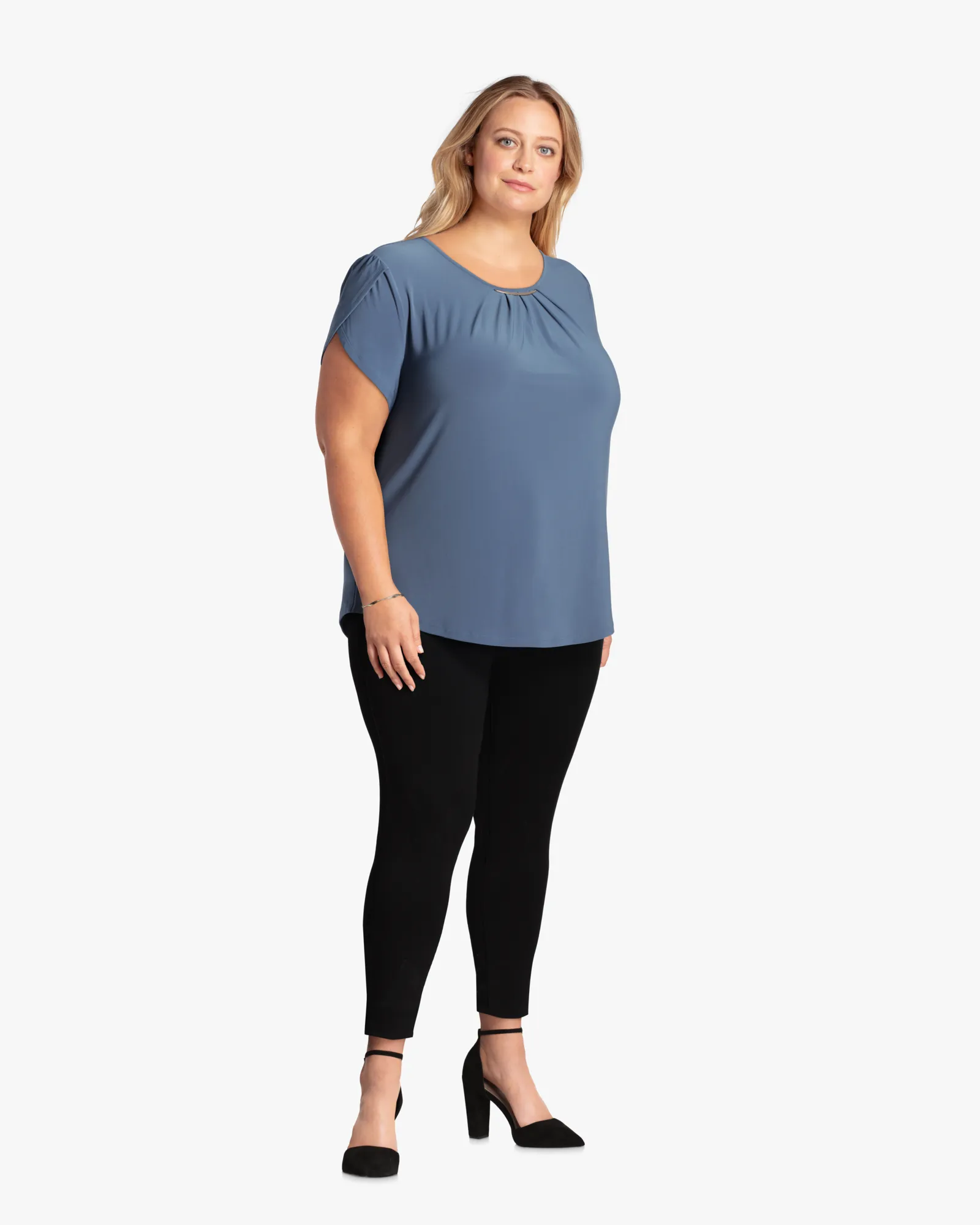 Beth Flutter-Sleeve Top | Teal